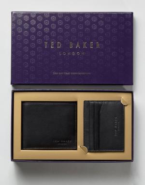Подарочный набор с бумажником и визитницей Ted Baker. Цвет: черный