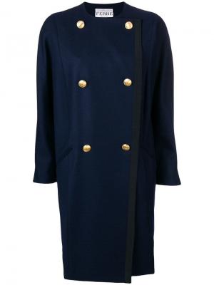 Двубортное пальто без воротника Gianfranco Ferré Pre-Owned. Цвет: синий