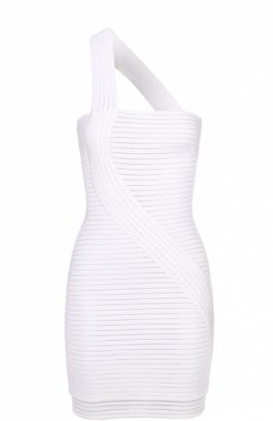 Облегающее мини-платье с фактурной отделкой Herve L.Leroux. Цвет: белый