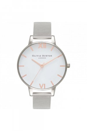 Модные аналоговые кварцевые часы из нержавеющей стали с белым циферблатом - Ob16Bd97 , белый Olivia Burton