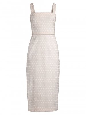 Платье-футляр из смесовой льняной ткани с геометрическим рисунком , белый Tory Burch