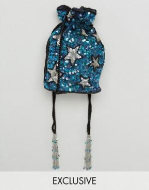 Синяя сумка через плечо с отделкой ручной работы From St Xavier X How. Цвет: синий