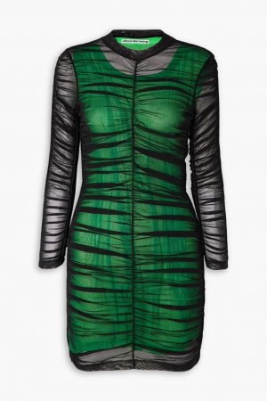 Многослойное мини-платье из эластичной сетки со сборками , черный Alexander Wang