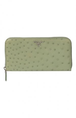 Кожаный кошелек Prada. Цвет: зелёный