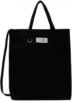 Черная большая сумка-тоут для покупок из плотной ткани Mm6 Maison Margiela