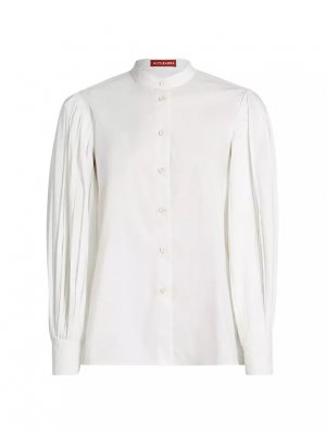Рубашка Patsy из смесового хлопка с плиссированными рукавами , белый Altuzarra
