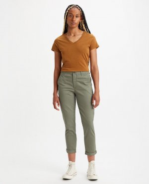 Женские узкие брюки-чиносы Dockers, зеленый DOCKERS. Цвет: зеленый