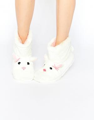 Меховые ботинки‑слиперы с дизайном кролика Furry Totes. Цвет: кремовый