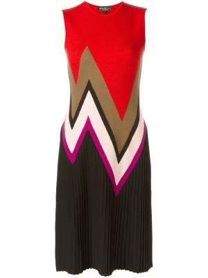 Вязаное платье с зигзагами Salvatore Ferragamo. Цвет: красный