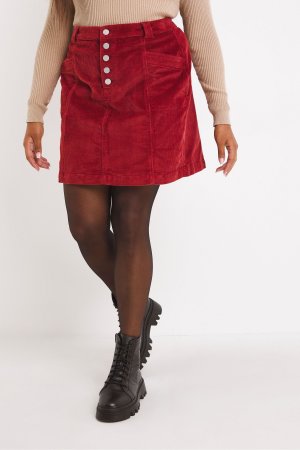 Красная мини-юбка Jumbo Aline из вельвета, красный Simply Be