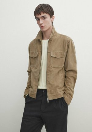Кожаная куртка TRUCKER , цвет light brown Massimo Dutti
