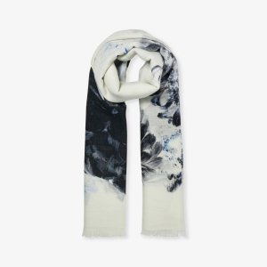 Кашемировый шарф с цветочным узором Alexander Mcqueen, серый McQueen