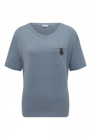 Хлопковая футболка Brunello Cucinelli. Цвет: синий