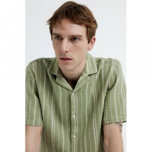 HM Regular Fit Текстурированная трикотажная рубашка для лагеря Хаки-Зеленый H&M