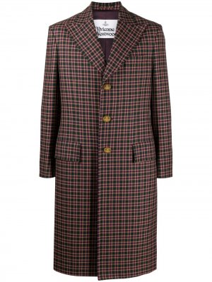 Однобортное пальто в клетку Vivienne Westwood. Цвет: зеленый