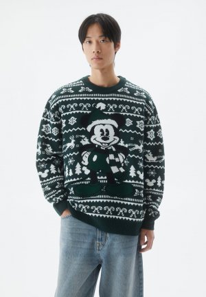 Свитер Mickey Mouse-Christmas PULL&BEAR, цвет dark green Pull&Bear