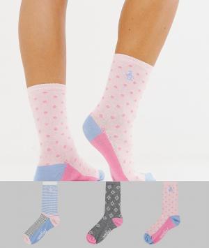 3 пары серых/розовых носков в подарочной упаковке Penguin. Цвет: мульти