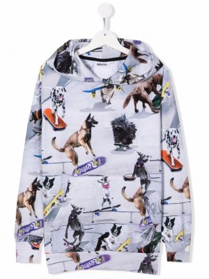 TEEN Doggy Town organic-cotton hoodie Molo. Цвет: серый
