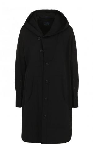 Однотонная шерстяная блуза с капюшоном Yohji Yamamoto. Цвет: черный