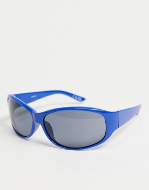 Синие солнцезащитные очки в стиле 90-х с плотно прилегающей оправой -Голубой ASOS DESIGN