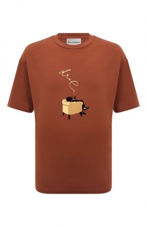 Хлопковая футболка Drole De Monsieur. Цвет: коричневый