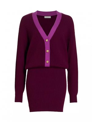 Мини-платье-свитер с V-образным вырезом Andrea , цвет mulberry Ramy Brook
