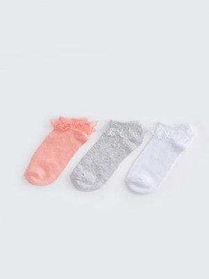 Носки-пинетки для девочек, 3 предмета, с выкройкой , детский розовый LCW Kids