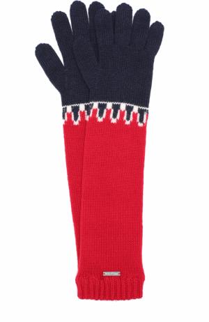Удлиненные вязаные перчатки с принтом Dsquared2. Цвет: бордовый