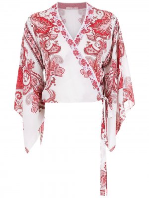Блузка с принтом пейсли и завязками Cecilia Prado. Цвет: красный