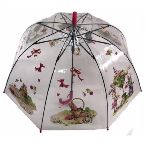 Зонт - трость прозрачный/ Детский зонтик от дождя , полуавтомат, складной, арт. С-538, розовый GALAXY. Цвет: розовый