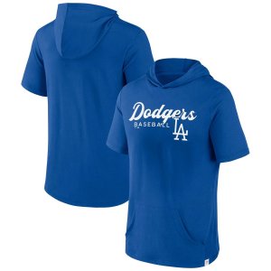 Мужской пуловер с капюшоном короткими рукавами и фирменной стратегией Royal Los Angeles Dodgers Fanatics