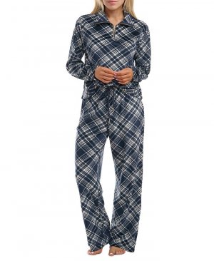Женские 2 шт. Велюровый пижамный комплект с принтом , цвет Diagnaltmy Tommy Hilfiger