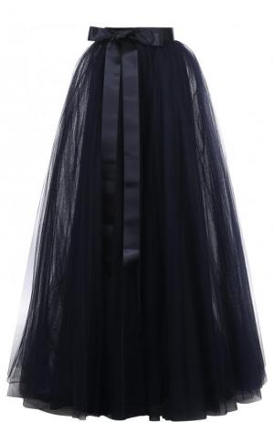 Пышная юбка-макси с широким поясом-лентой Jenny Packham. Цвет: темно-синий