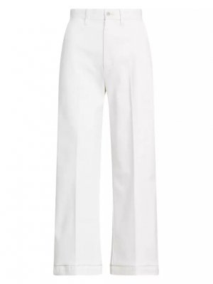 Укороченные широкие брюки из эластичного хлопка, белый Polo Ralph Lauren