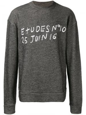 Embroidered sweatshirt Études. Цвет: серый