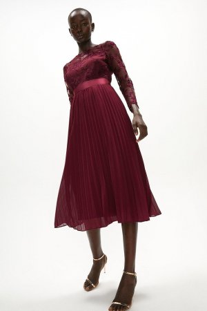 Платье миди с длинными рукавами и вышивкой, фиолетовый Coast