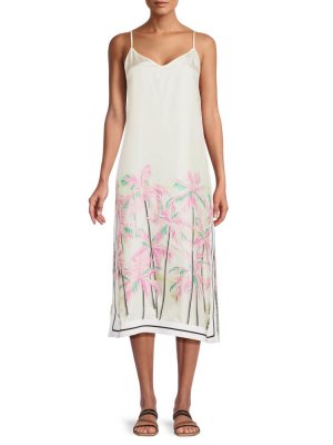 Шелковое платье-комбинация миди Palm Tree , цвет Pink White Angels