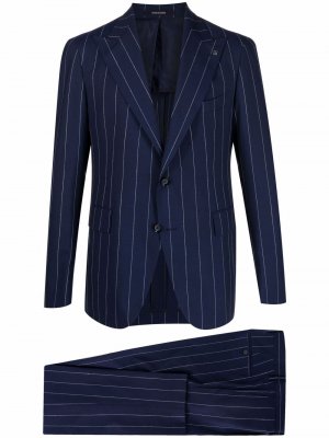 Полосатый костюм с однобортным пиджаком Tagliatore. Цвет: синий