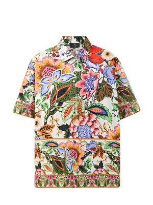 Свободная рубашка из гладкого поплина с флористическим принтом ETRO. Цвет: мульти