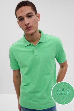 Рубашка-поло из пике Gap, зеленый GAP
