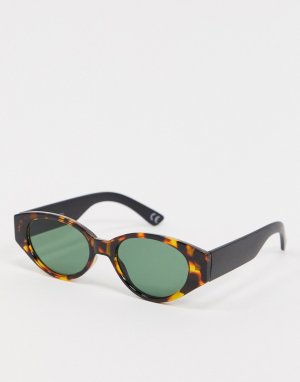 Овальные солнцезащитные очки в черепаховой оправе -Коричневый ASOS DESIGN