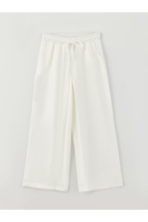 Прямые удобные широкие женские брюки с эластичной талией , экрю LC Waikiki