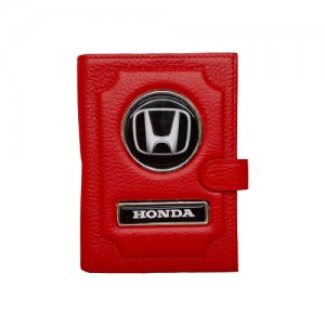 Обложка для автодокументов и паспорта (хонда) кожаная флотер 4 в 1 Honda