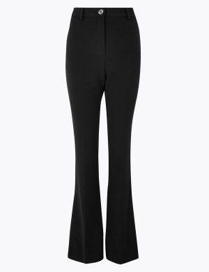 Расклешенные брюки с высокой талией, Marks&Spencer Marks & Spencer. Цвет: черный