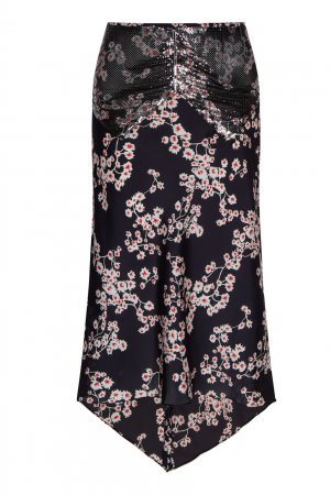 Черная юбка с цветочным принтом Paco Rabanne. Цвет: multicolor
