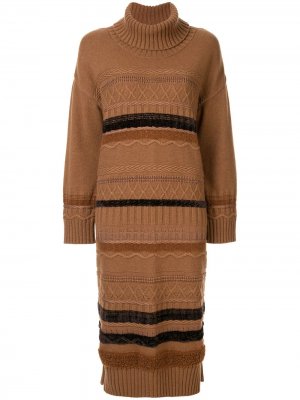 Вязаное платье Coohem. Цвет: коричневый