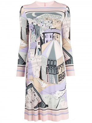 Платье с принтом Battistero и длинными рукавами Emilio Pucci. Цвет: фиолетовый