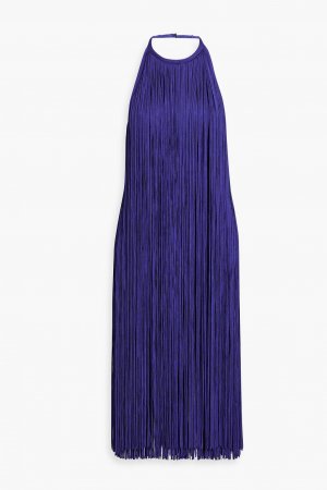 Платье с открытой спиной и бахромой на повязке воротником-халтер HERVÉ LÉGER, фиолетовый Léger