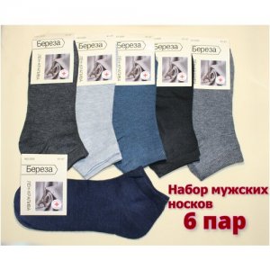 Комплект носков мужских 6 пар D08 Береза. Цвет: синий/серый/бирюзовый/черный