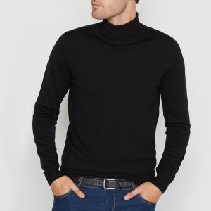 Пуловер с отворачивающимся воротником из шерсти мериноса R essentiel. Цвет: серый меланж